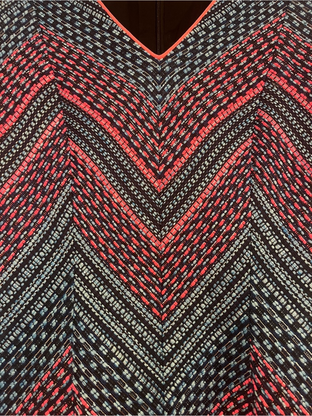 Shoshanna Laisa Tweed Dress Chevron Pattern V‑Neck Short Sleeve Sz 10 - Picture 7 of 11